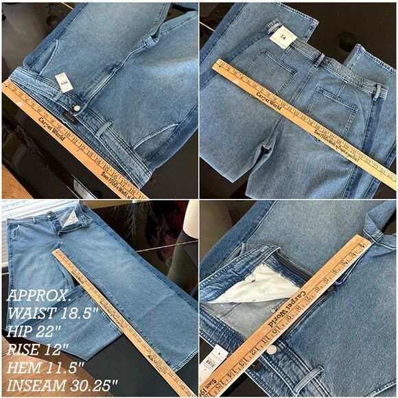 NWT Ann Taylor Colorblock Wide Leg Two Tone Tuxedo Stripe Trouser Jeans 14 - Picture 12 of 12